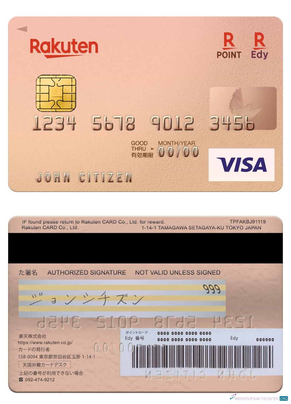 Download Japan Rakuten Bank visa card Photoshop template